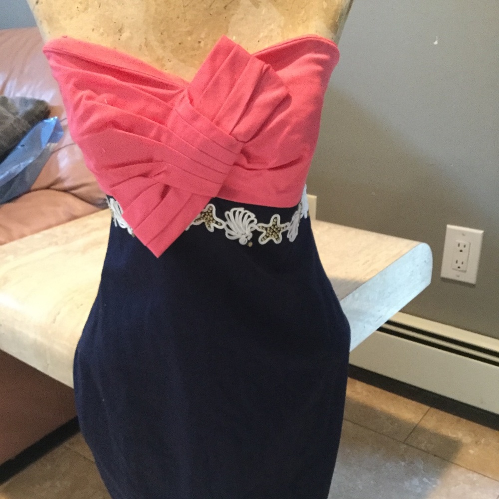 Lilly Pulitzer Krissa Seashell Dress Pink/Navy